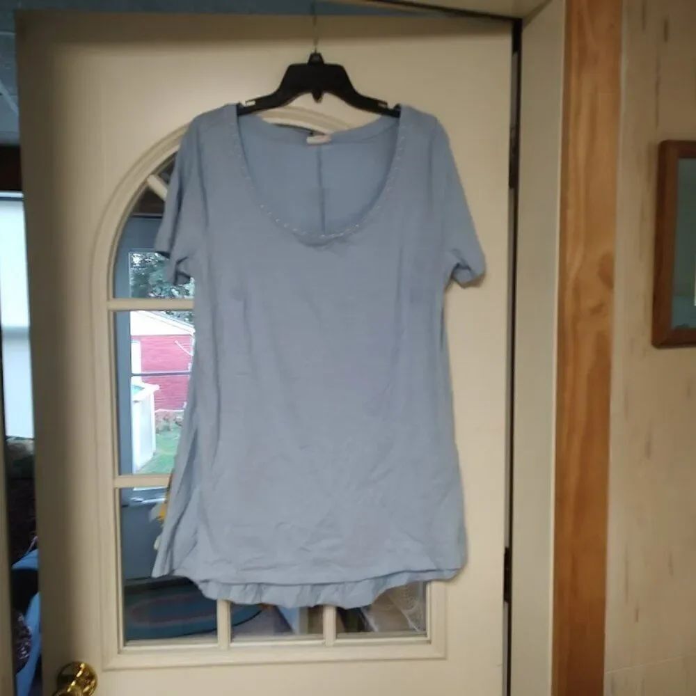 New Avenue Chambray Blue Swiing Trim Top Size Women's 16